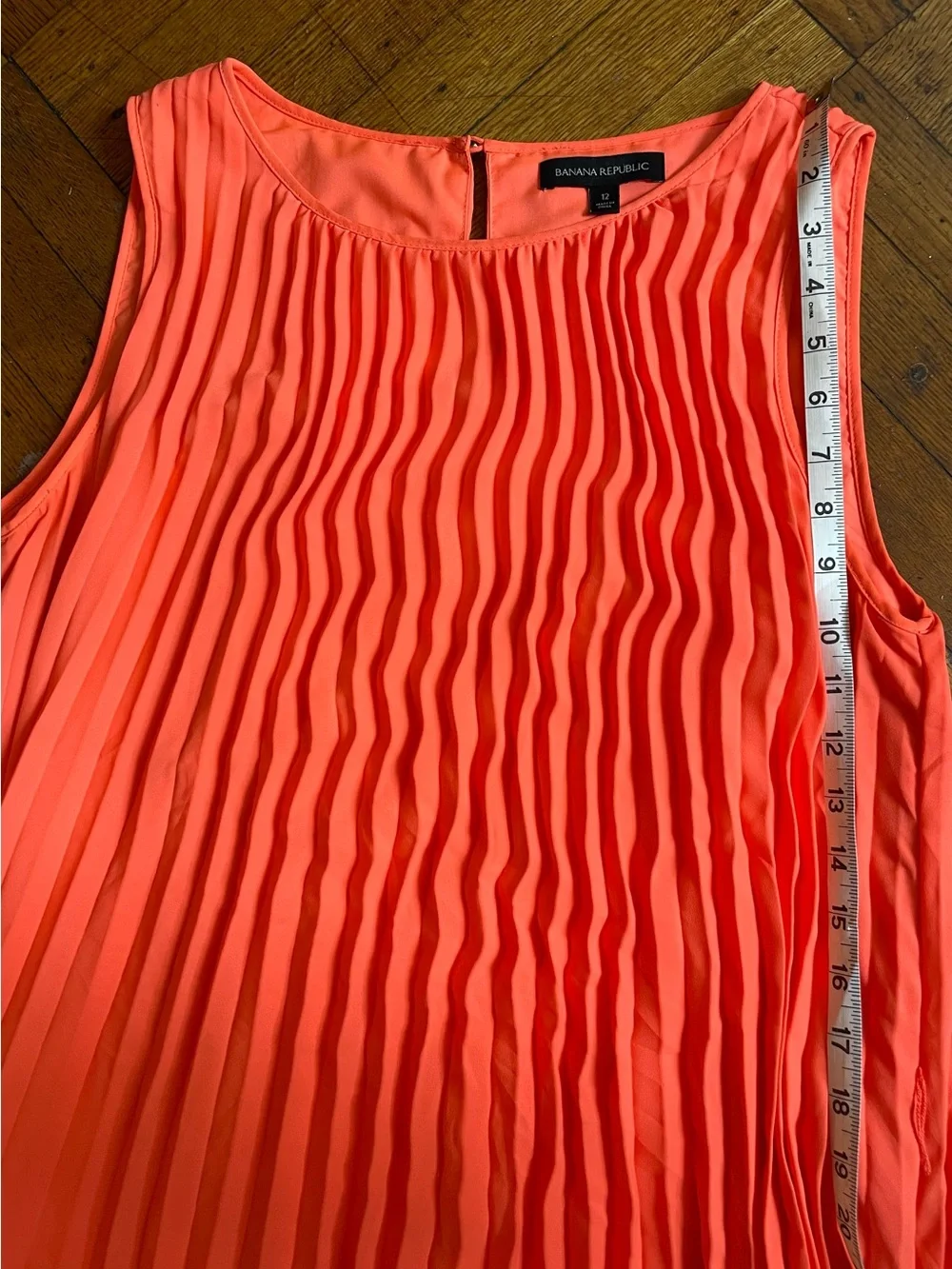 Banana Republic Coral Pleated Sleeveless Shift Dress Size 12 - Picture 10 of 15